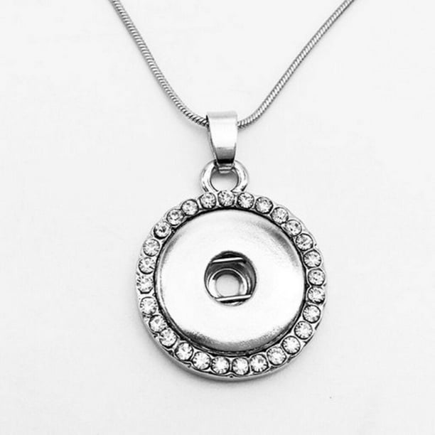 Golden Silver Snaps Buttons Pendant Jewelry For 18mm Snaps Charm With Chain Golden Silver Snaps Buttons Pendant Jewelry For 18mm Snaps Charm With Chain